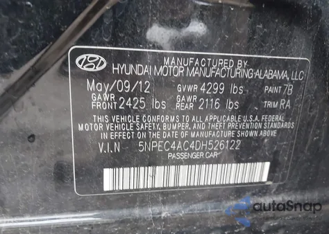 2013 Hyundai Sonata Limited z USA, uszkodzony, nr VIN 5NPEC4AC4DH526122